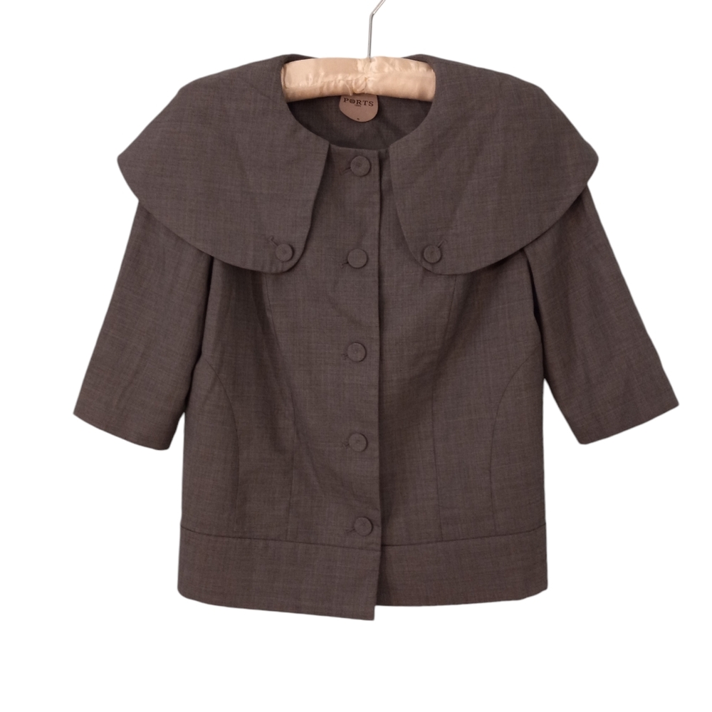 Ports 1961 Grey Cropped Sleeve Jacket